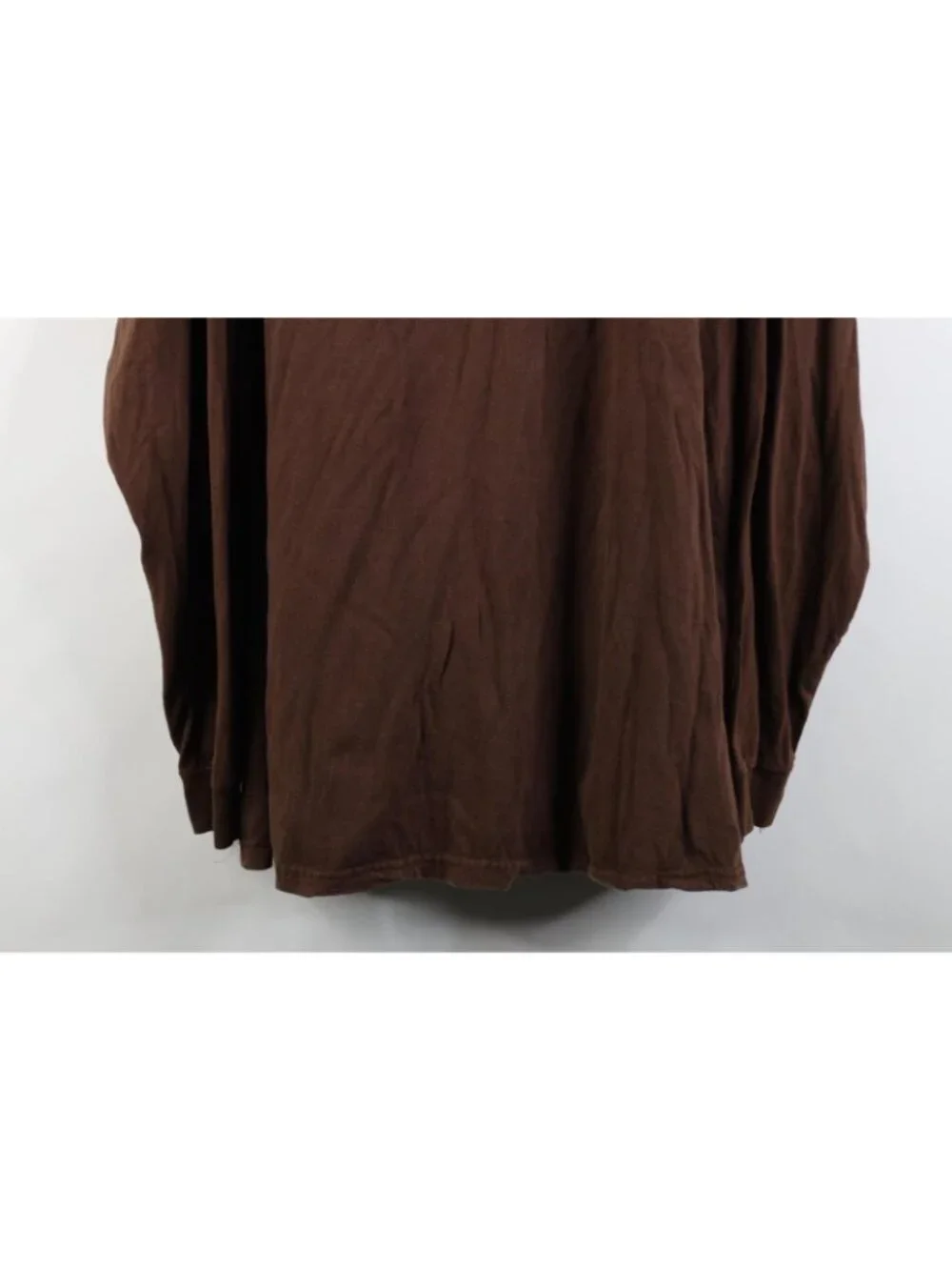 Vintage Y2K Streetwear Mens 3XL Faded Blank Cotton Long Sleeve T-Shirt Brown